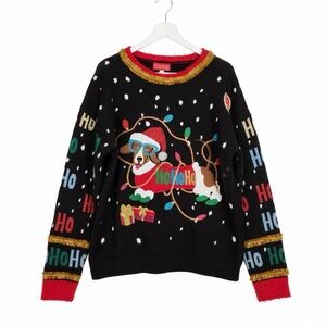 Festive Black Christmas LIGHT UP Dachshund Sweater